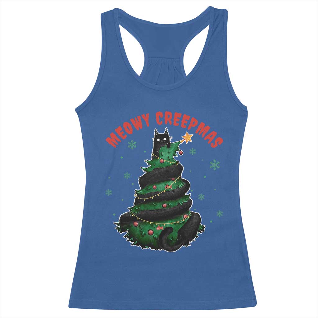 Gothic Xmas Racerback Tank Top Meowy Creepmas Cat Christmas Tree TS09 Royal Blue Print Your Wear