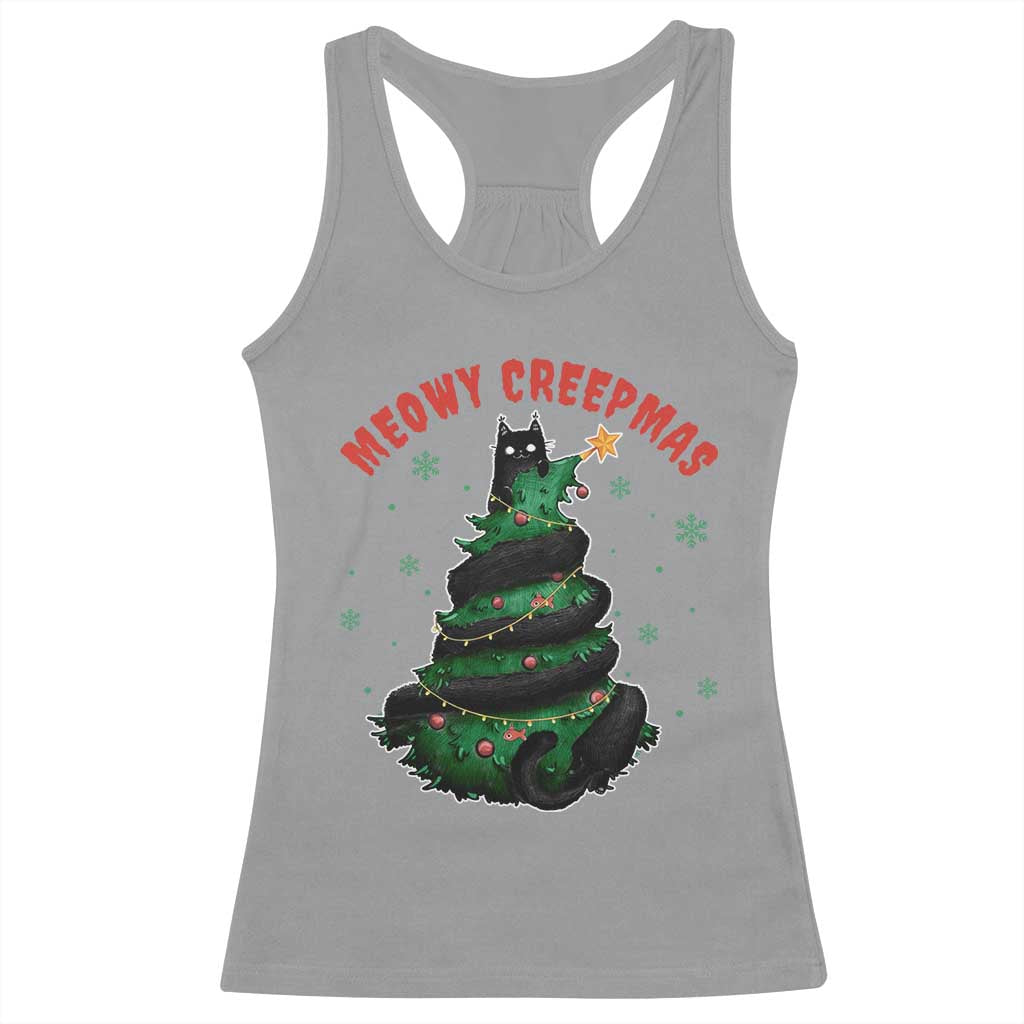 Gothic Xmas Racerback Tank Top Meowy Creepmas Cat Christmas Tree TS09 Sport Gray Print Your Wear
