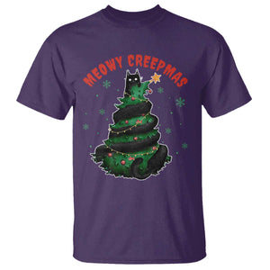 Gothic Xmas T Shirt Meowy Creepmas Cat Christmas Tree TS09 Purple Print Your Wear