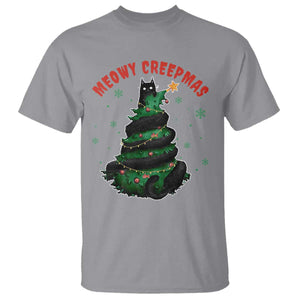 Gothic Xmas T Shirt Meowy Creepmas Cat Christmas Tree TS09 Sport Gray Print Your Wear