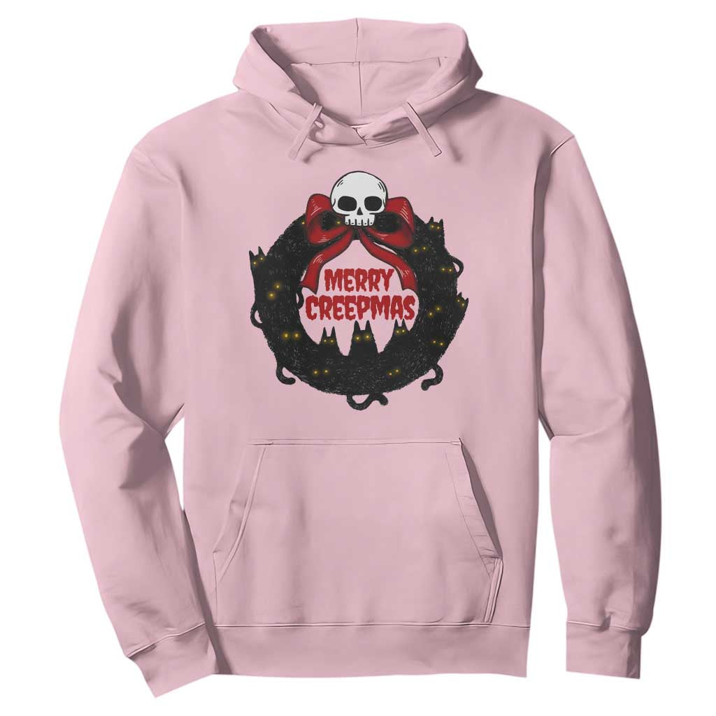 Gothic Christmas Hoodie Merry Creepmas Cat Wreath TS09 Light Pink Print Your Wear