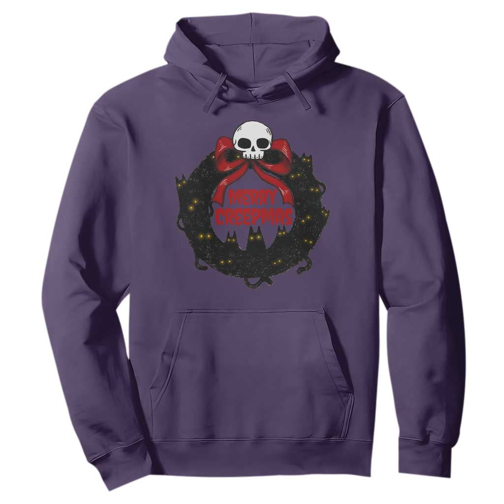 Gothic Christmas Hoodie Merry Creepmas Cat Wreath TS09 Purple Print Your Wear