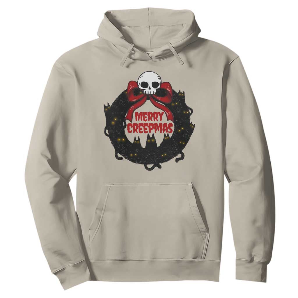 Gothic Christmas Hoodie Merry Creepmas Cat Wreath TS09 Sand Print Your Wear