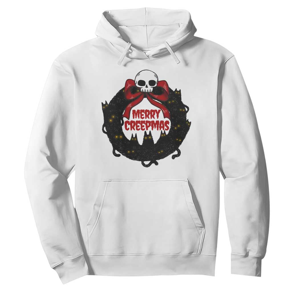 Gothic Christmas Hoodie Merry Creepmas Cat Wreath TS09 White Print Your Wear
