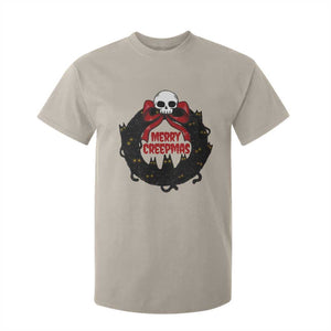 Gothic Christmas T Shirt For Kid Merry Creepmas Cat Wreath TS09 Sand Print Your Wear
