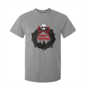 Gothic Christmas T Shirt For Kid Merry Creepmas Cat Wreath TS09 Sport Gray Print Your Wear