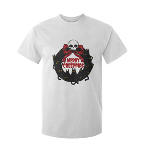 Gothic Christmas T Shirt For Kid Merry Creepmas Cat Wreath TS09 White Print Your Wear