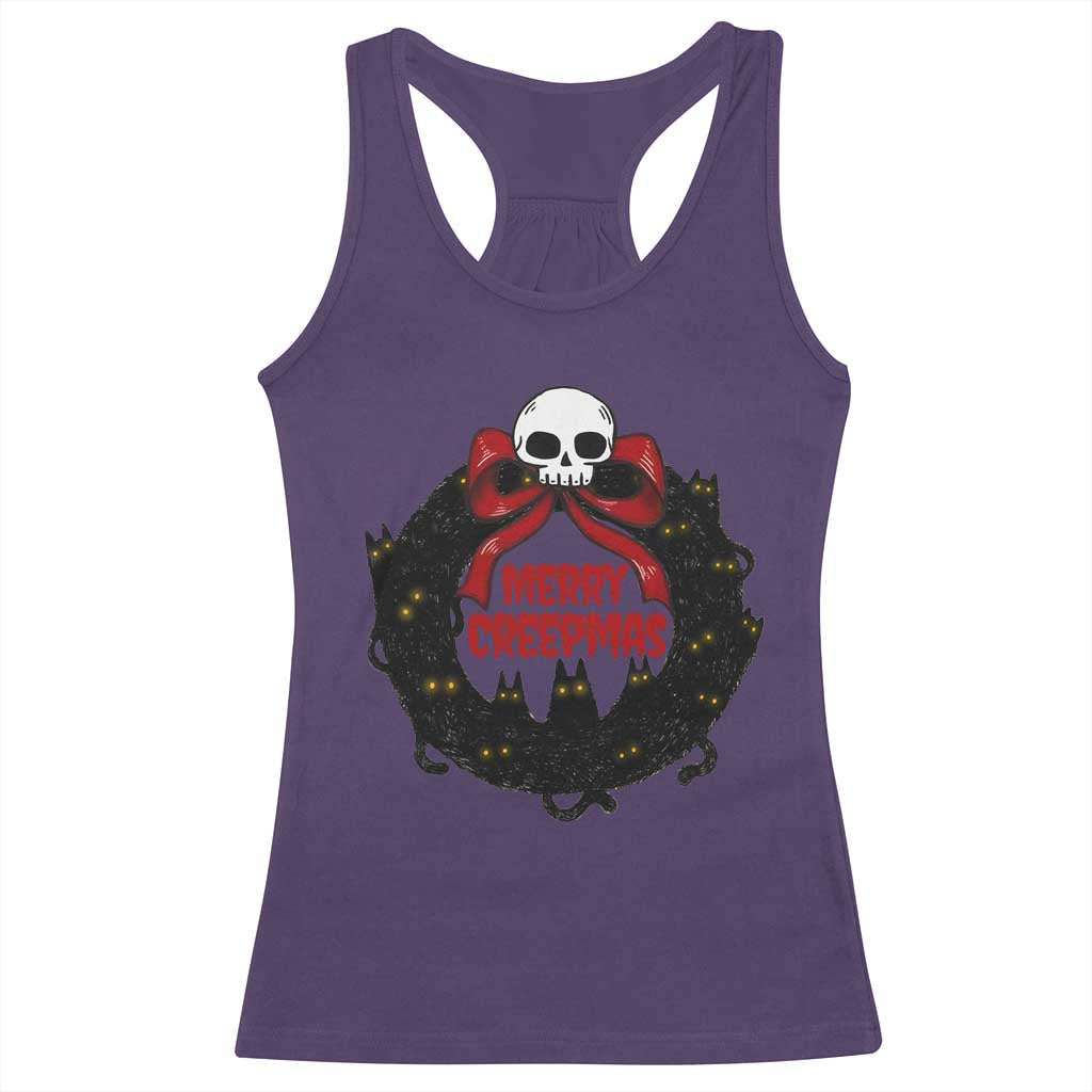 Gothic Christmas Racerback Tank Top Merry Creepmas Cat Wreath TS09 Purple Print Your Wear