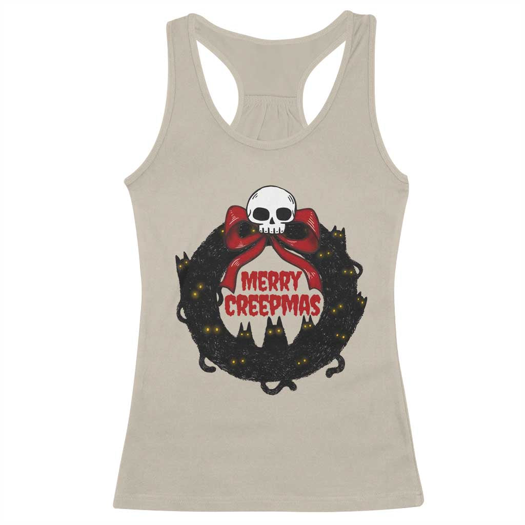 Gothic Christmas Racerback Tank Top Merry Creepmas Cat Wreath TS09 Sand Print Your Wear