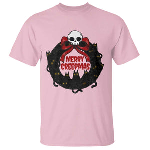 Gothic Christmas T Shirt Merry Creepmas Cat Wreath TS09 Light Pink Print Your Wear