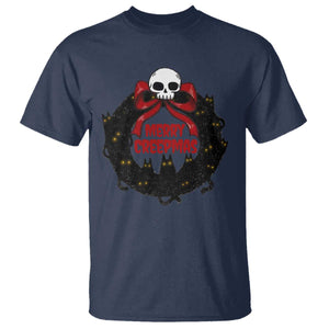 Gothic Christmas T Shirt Merry Creepmas Cat Wreath TS09 Navy Print Your Wear