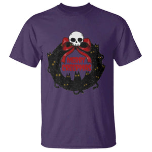 Gothic Christmas T Shirt Merry Creepmas Cat Wreath TS09 Purple Print Your Wear
