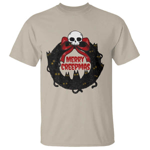 Gothic Christmas T Shirt Merry Creepmas Cat Wreath TS09 Sand Print Your Wear