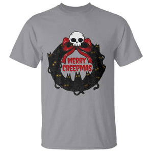 Gothic Christmas T Shirt Merry Creepmas Cat Wreath TS09 Sport Gray Print Your Wear