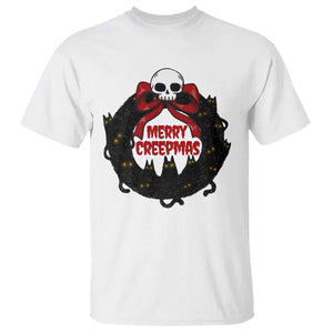 Gothic Christmas T Shirt Merry Creepmas Cat Wreath TS09 White Print Your Wear