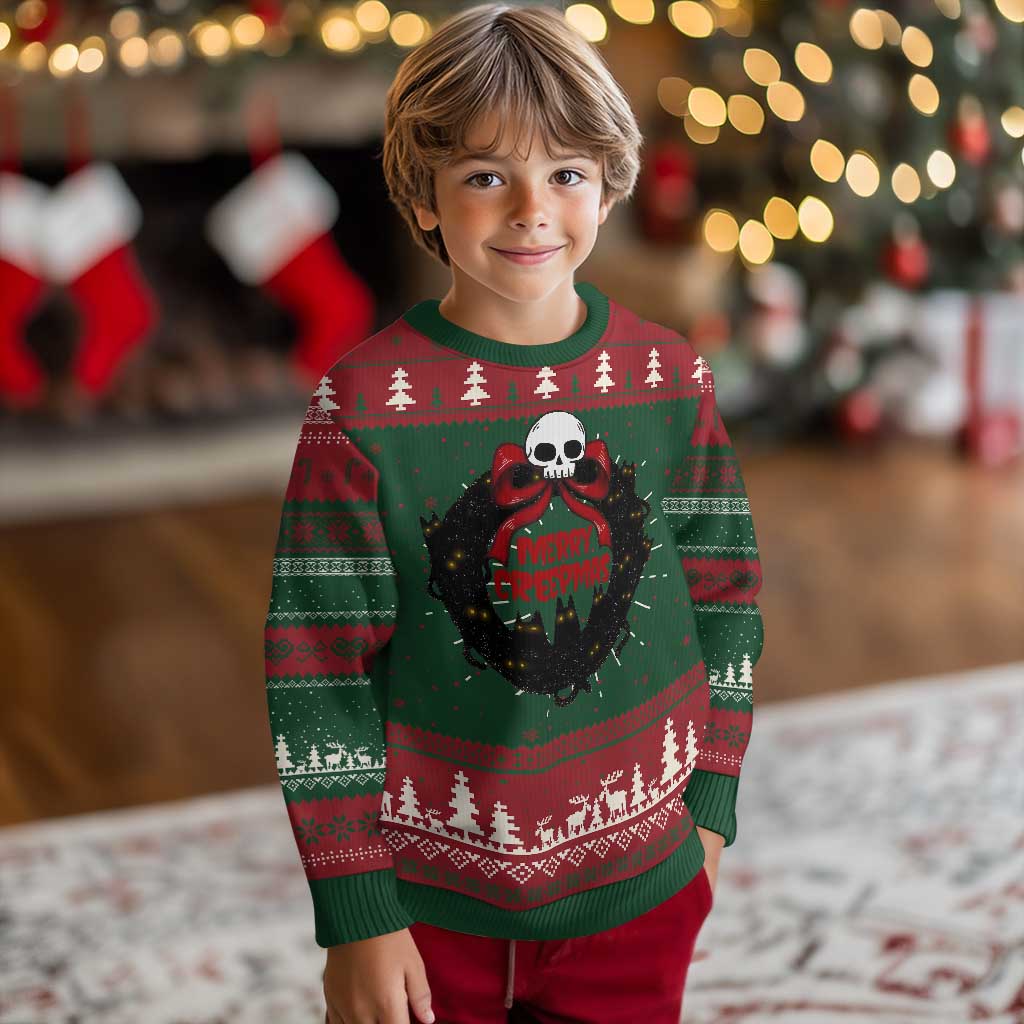 Gothic Xmas Ugly Christmas Sweater Merry Creepmas Cat Wreath TS09 Christmas Print Your Wear