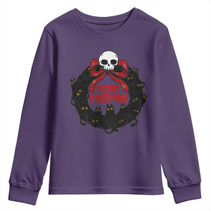 Gothic Christmas Youth Sweatshirt Merry Creepmas Cat Wreath TS09 Purple Print Your Wear