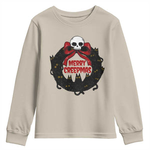 Gothic Christmas Youth Sweatshirt Merry Creepmas Cat Wreath TS09 Sand Print Your Wear