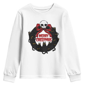 Gothic Christmas Youth Sweatshirt Merry Creepmas Cat Wreath TS09 White Print Your Wear