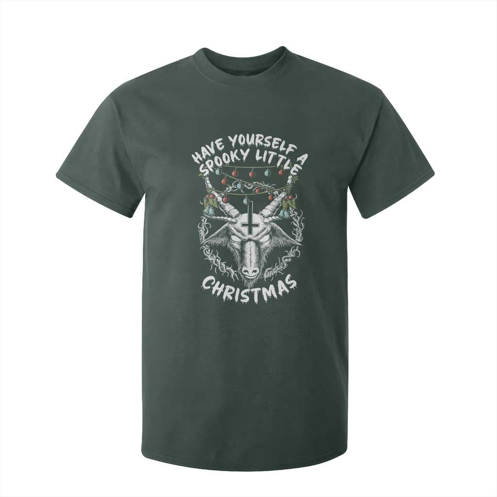 Gothic Xmas T Shirt For Kid Have Yourself A Scary Little Christmas Satan Pentagram TS09 Dark Forest Green Print Your Wear