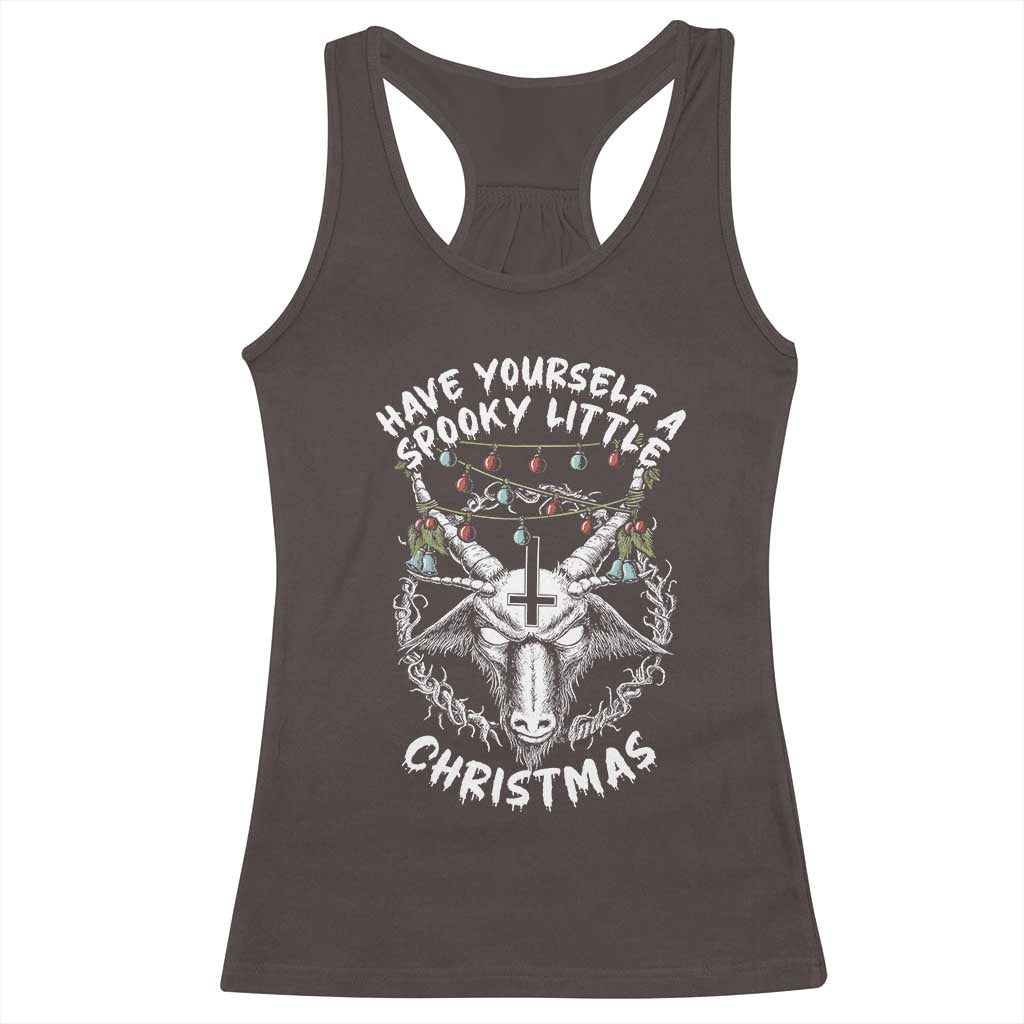 Gothic Xmas Racerback Tank Top Have Yourself A Scary Little Christmas Satan Pentagram TS09 Dark Chocolate Print Your Wear