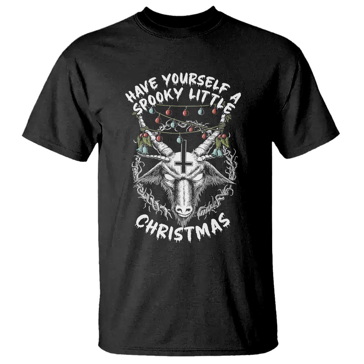 Gothic Xmas T Shirt Have Yourself A Scary Little Christmas Satan Pentagram TS09 Black Print Your Wear