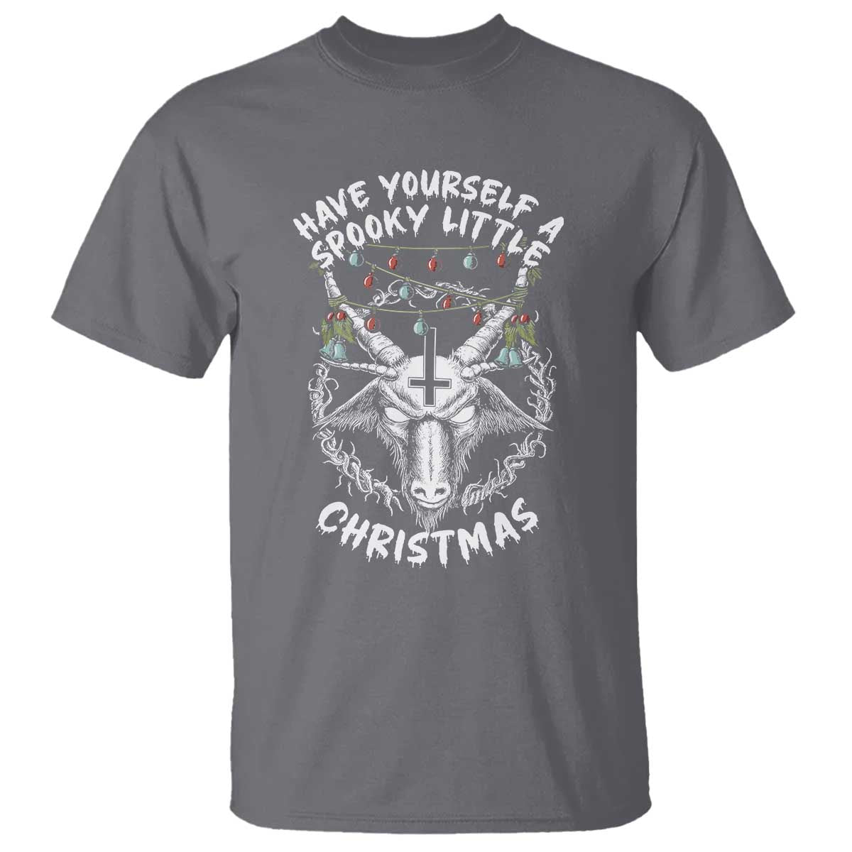 Gothic Xmas T Shirt Have Yourself A Scary Little Christmas Satan Pentagram TS09 Charcoal Print Your Wear