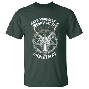 Gothic Xmas T Shirt Have Yourself A Scary Little Christmas Satan Pentagram TS09 Dark Forest Green Print Your Wear