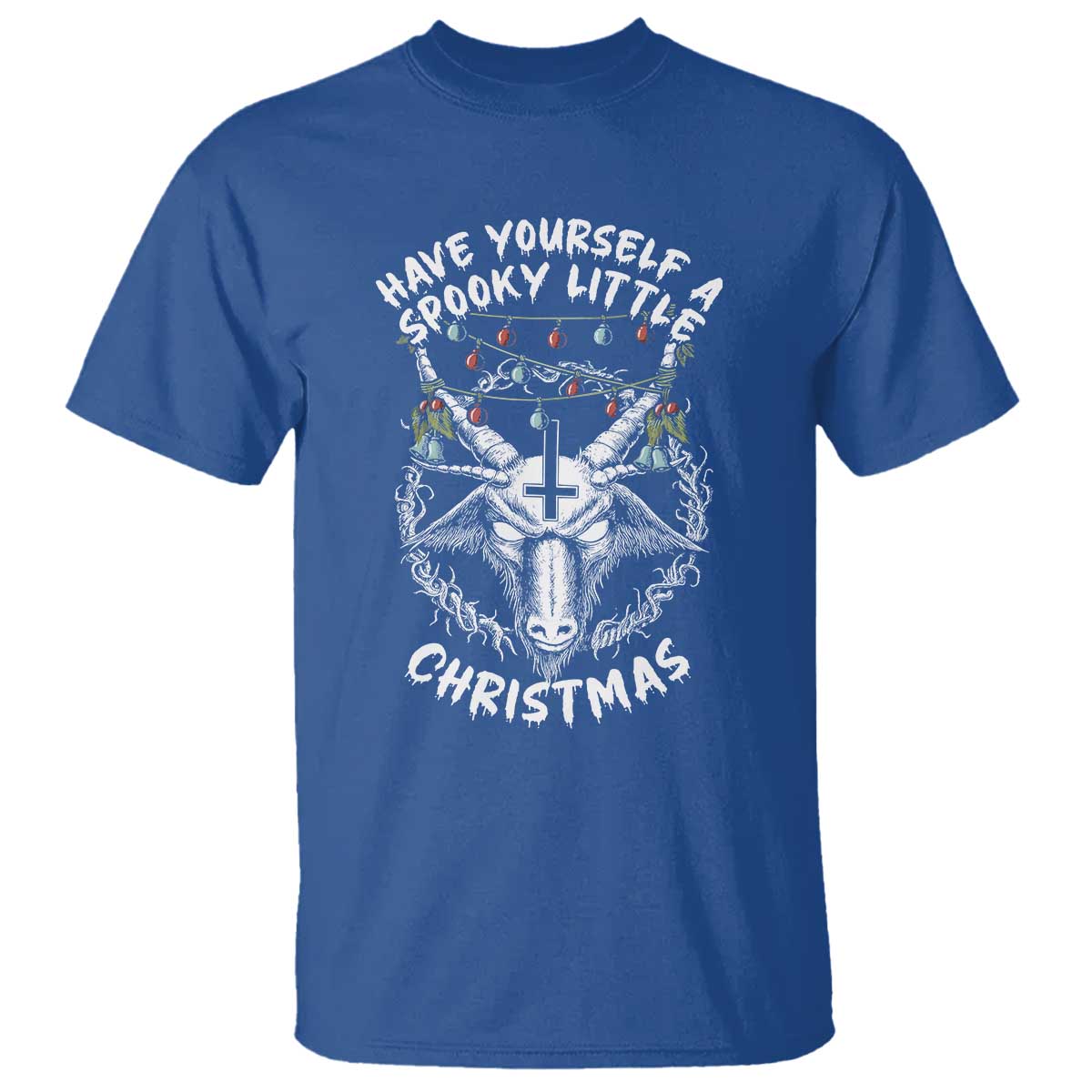 Gothic Xmas T Shirt Have Yourself A Scary Little Christmas Satan Pentagram TS09 Royal Blue Print Your Wear