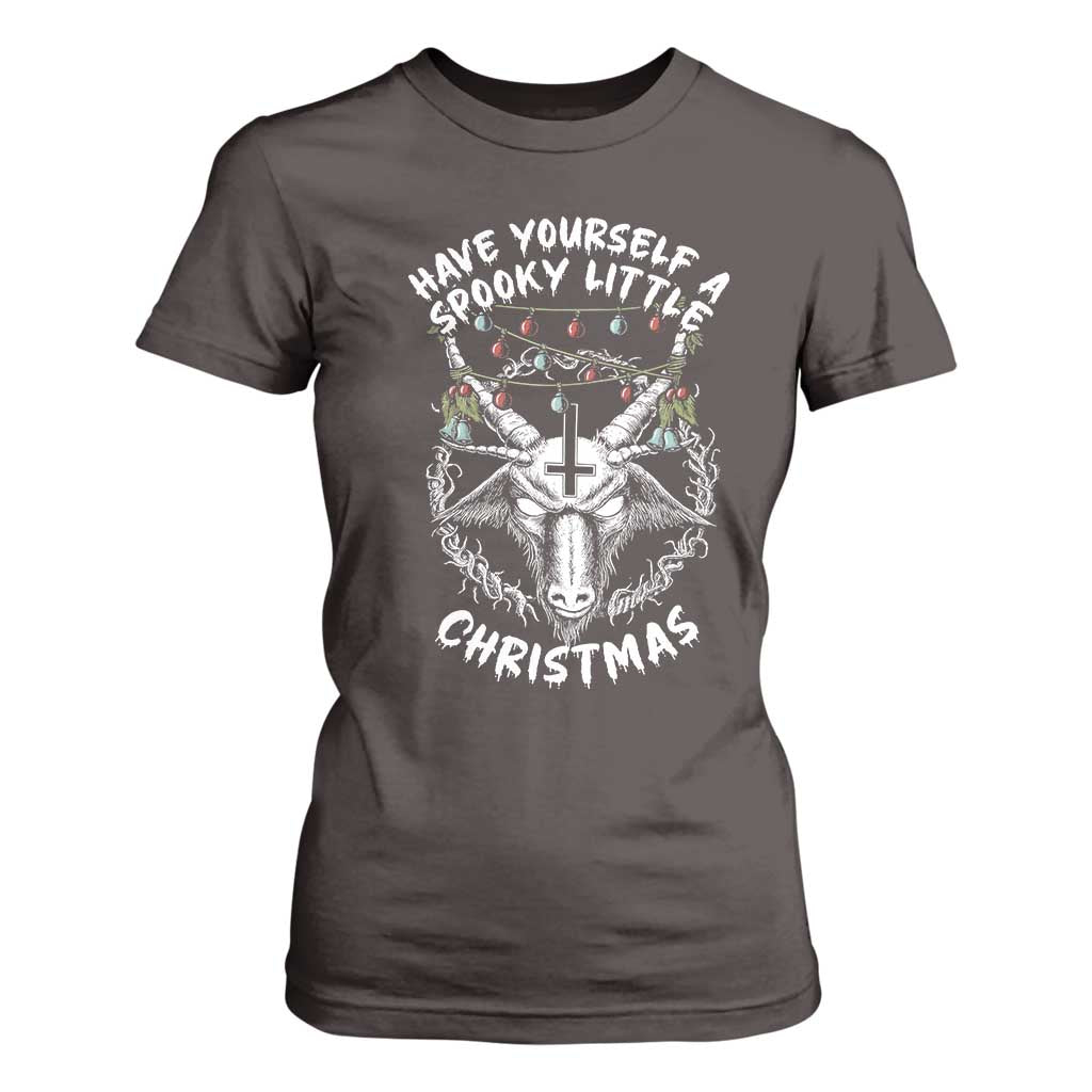 Gothic Xmas T Shirt For Women Have Yourself A Scary Little Christmas Satan Pentagram TS09 Dark Chocolate Print Your Wear