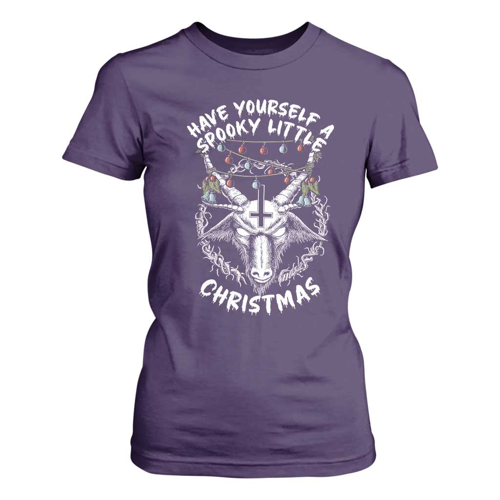 Gothic Xmas T Shirt For Women Have Yourself A Scary Little Christmas Satan Pentagram TS09 Purple Print Your Wear