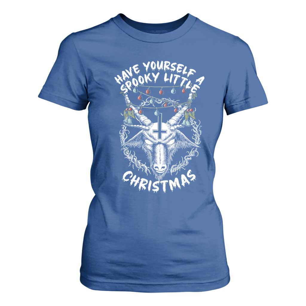 Gothic Xmas T Shirt For Women Have Yourself A Scary Little Christmas Satan Pentagram TS09 Royal Blue Print Your Wear