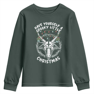Gothic Xmas Youth Sweatshirt Have Yourself A Scary Little Christmas Satan Pentagram TS09 Dark Forest Green Print Your Wear