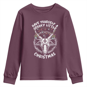 Gothic Xmas Youth Sweatshirt Have Yourself A Scary Little Christmas Satan Pentagram TS09 Maroon Print Your Wear