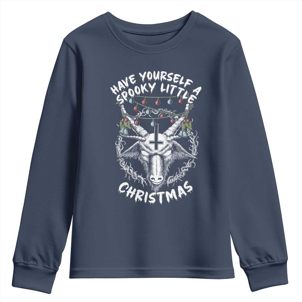 Gothic Xmas Youth Sweatshirt Have Yourself A Scary Little Christmas Satan Pentagram TS09 Navy Print Your Wear
