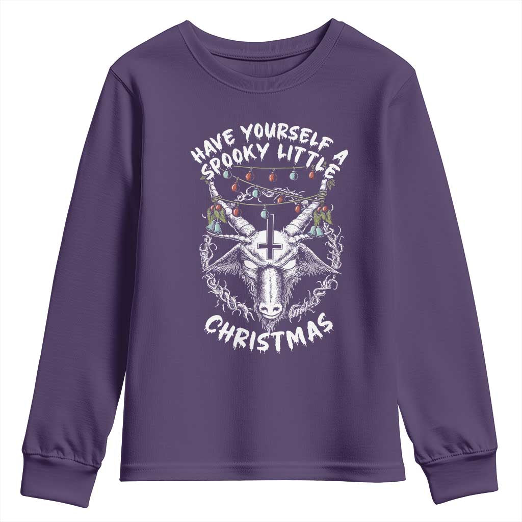 Gothic Xmas Youth Sweatshirt Have Yourself A Scary Little Christmas Satan Pentagram TS09 Purple Print Your Wear