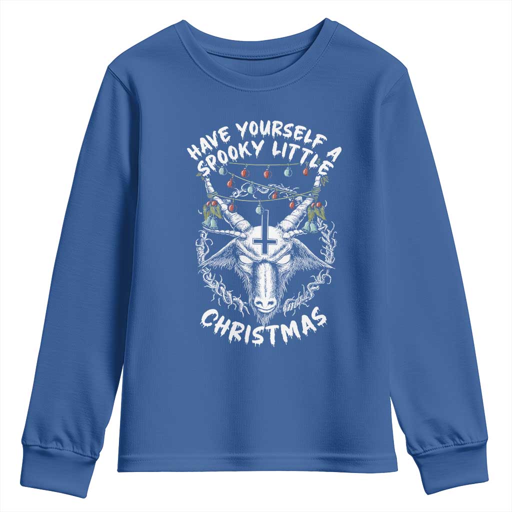 Gothic Xmas Youth Sweatshirt Have Yourself A Scary Little Christmas Satan Pentagram TS09 Royal Blue Print Your Wear