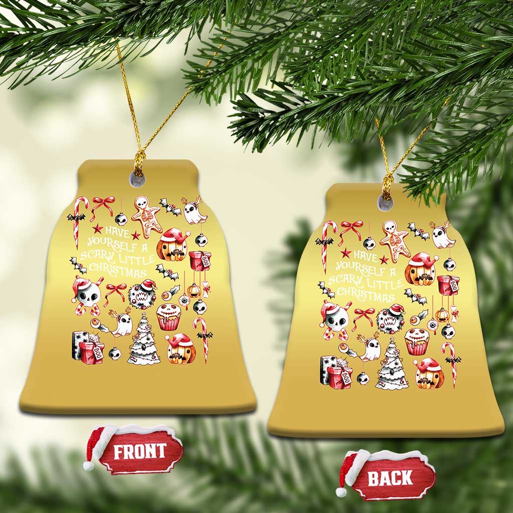 Gothic Xmas Christmas Ornament Have Yourself A Scary Little Christmas TS09 Bell Flake Gold Print Your Wear