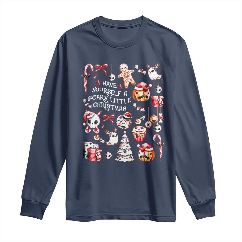 Gothic Xmas Long Sleeve Shirt Have Yourself A Scary Little Christmas TS09 Navy Print Your Wear