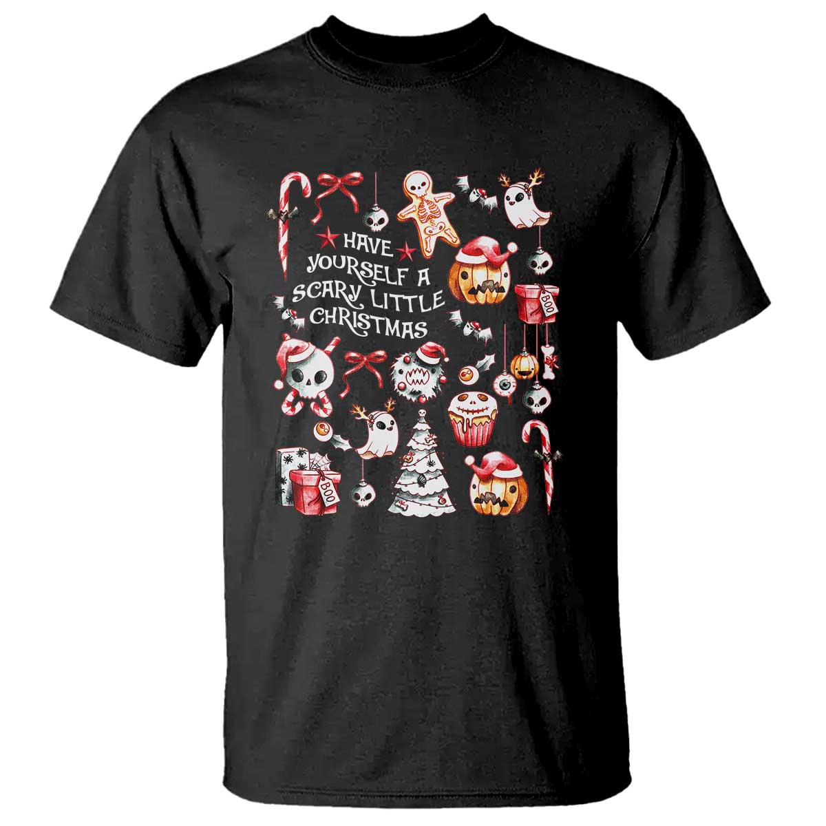 Gothic Xmas T Shirt Have Yourself A Scary Little Christmas TS09 Black Print Your Wear