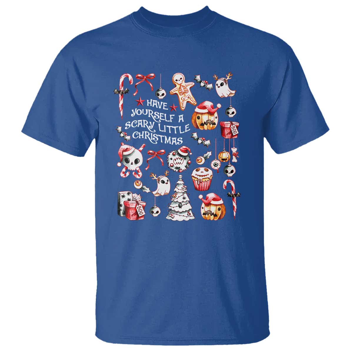 Gothic Xmas T Shirt Have Yourself A Scary Little Christmas TS09 Royal Blue Print Your Wear