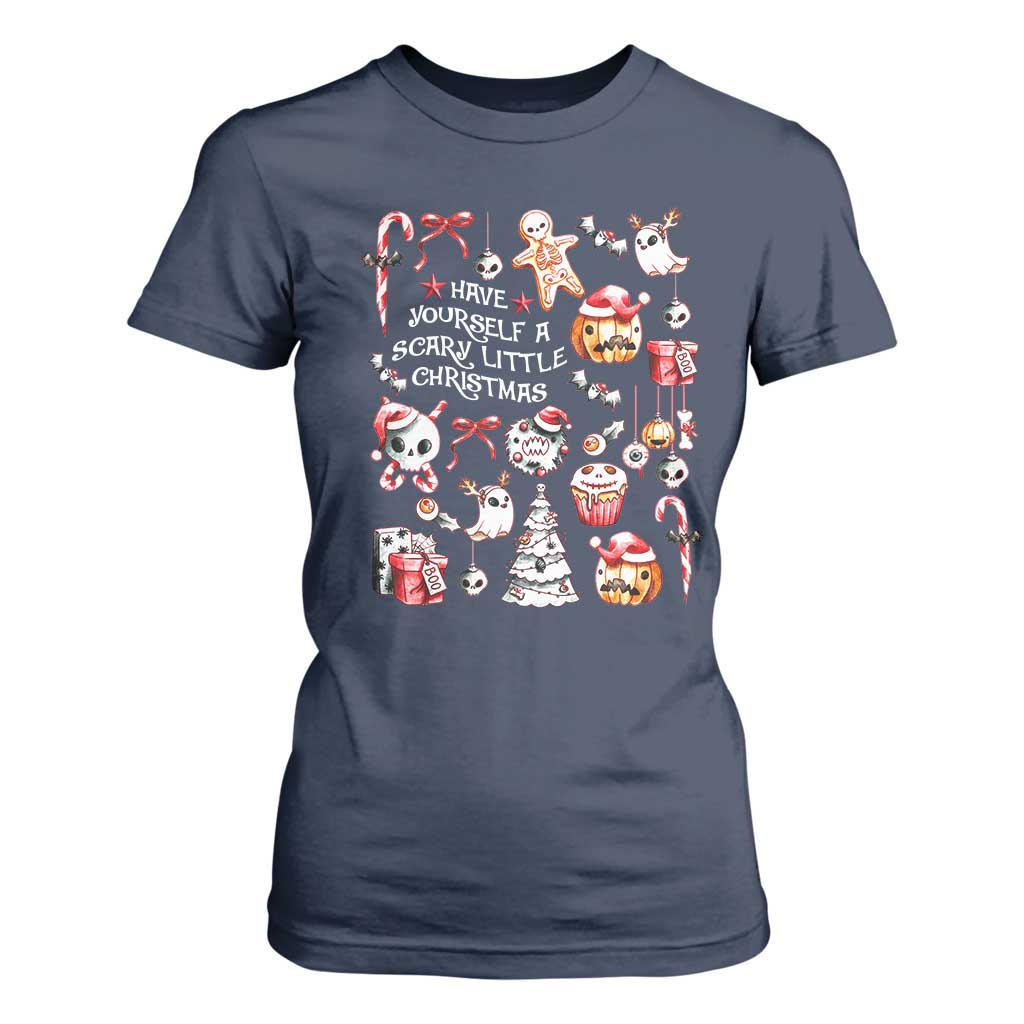 Gothic Xmas T Shirt For Women Have Yourself A Scary Little Christmas TS09 Navy Print Your Wear