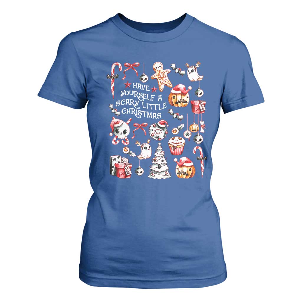 Gothic Xmas T Shirt For Women Have Yourself A Scary Little Christmas TS09 Royal Blue Print Your Wear