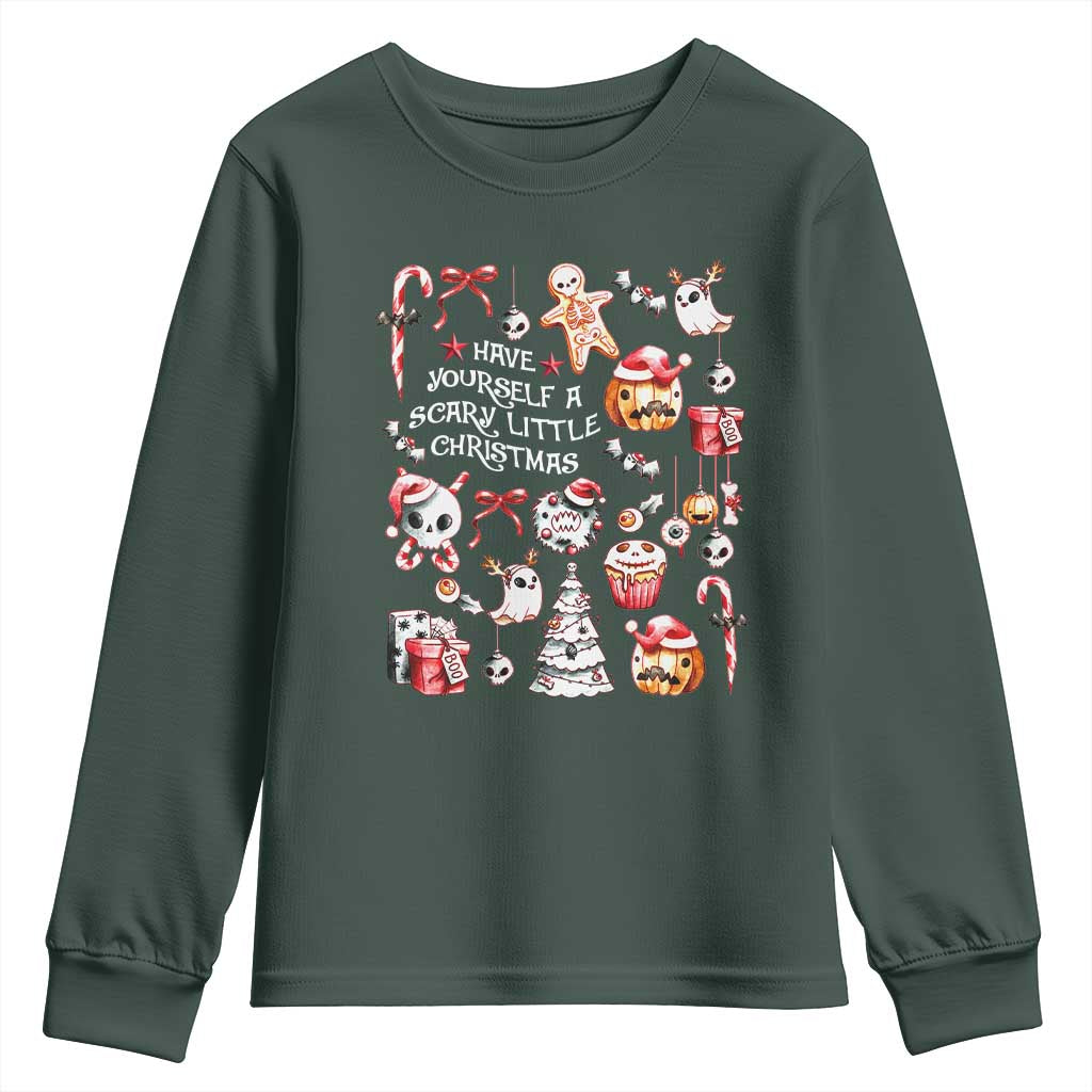 Gothic Xmas Youth Sweatshirt Have Yourself A Scary Little Christmas TS09 Dark Forest Green Print Your Wear