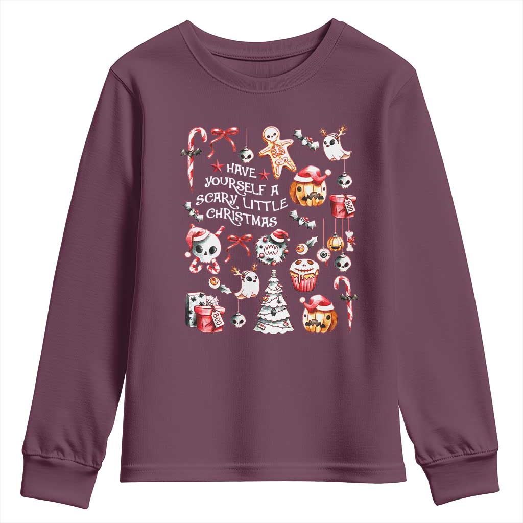Gothic Xmas Youth Sweatshirt Have Yourself A Scary Little Christmas TS09 Maroon Print Your Wear