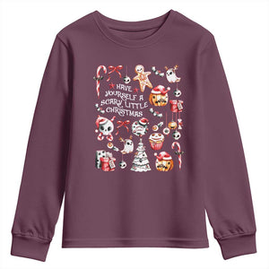 Gothic Xmas Youth Sweatshirt Have Yourself A Scary Little Christmas TS09 Maroon Print Your Wear