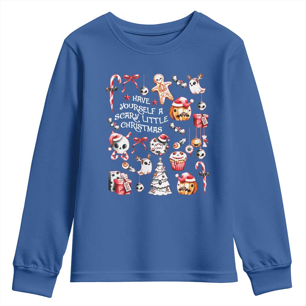 Gothic Xmas Youth Sweatshirt Have Yourself A Scary Little Christmas TS09 Royal Blue Print Your Wear