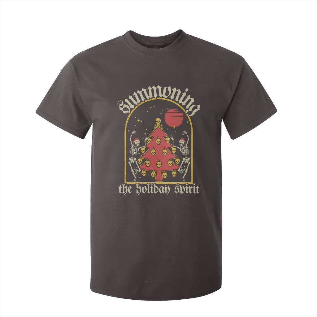 Gothic Xmas T Shirt For Kid Summoning Holiday Spirit Skeleton Christmas Tree TS09 Dark Chocolate Print Your Wear