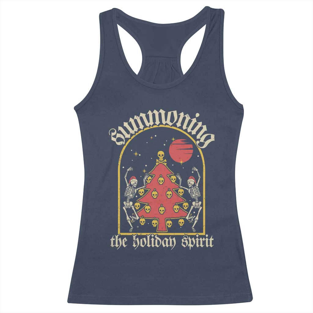 Gothic Xmas Racerback Tank Top Summoning Holiday Spirit Skeleton Christmas Tree TS09 Navy Print Your Wear