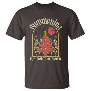 Gothic Xmas T Shirt Summoning Holiday Spirit Skeleton Christmas Tree TS09 Dark Chocolate Print Your Wear